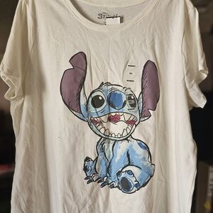 Disney Kids Stitch Graphic Tee - White with Blue & Purple Art
